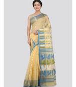 Pinkloom Women'S Beige Hand Woven Jamdani-Sarees Without Blouse