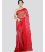 Pinkloom Women'S Red Hand Woven Jamdani-Sarees Without Blouse