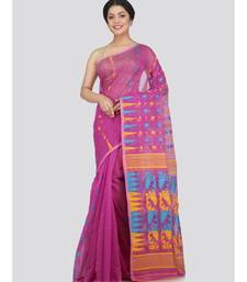 Pinkloom Women'S Lavender Hand Woven Jamdani-Sarees Without Blouse