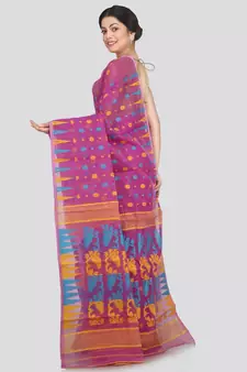 Pinkloom Women'S Lavender Hand Woven Jamdani-Sarees Without Blouse