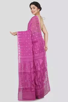 Pinkloom Women'S Lavender Hand Woven Jamdani-Sarees Without Blouse