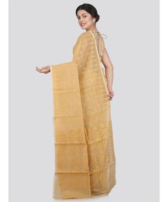 Pinkloom Women'S Beige Hand Woven Jamdani-Sarees Without Blouse 3