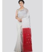 Pinkloom Women'S White Hand Woven Jamdani-Sarees Without Blouse