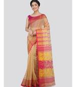 Pinkloom Women'S Beige Hand Woven Jamdani-Sarees Without Blouse