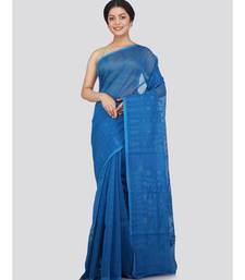 Pinkloom Women'S Blue Hand Woven Jamdani-Sarees Without Blouse