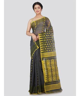 Pinkloom Women'S Grey Hand Woven Jamdani-Sarees Without Blouse 1