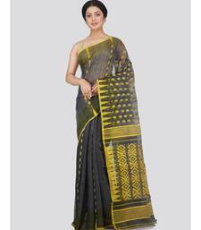 Pinkloom Women'S Grey Hand Woven Jamdani-Sarees Without Blouse