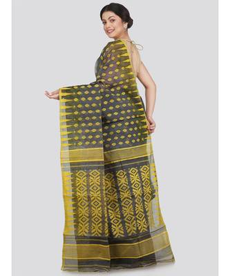 Pinkloom Women'S Grey Hand Woven Jamdani-Sarees Without Blouse 3