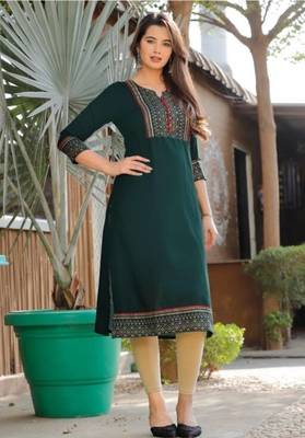 GREEN printed rayon kurtas-and-kurtis 2