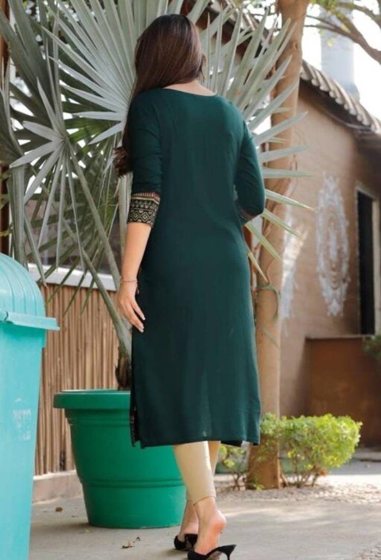 G COLLECTION GREEN printed rayon kurtas-and-kurtis