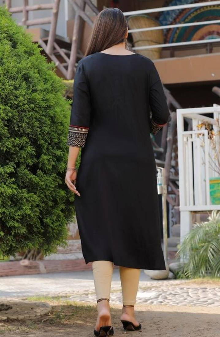 G COLLECTION BLACKprinted rayon kurtas-and-kurtis