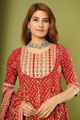 Maroon printed cotton cotton-kurtis 2