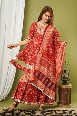 Maroon printed cotton cotton-kurtis 1