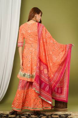 Peach printed cotton cotton-kurtis 3