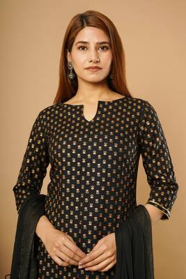 Black printed rayon ethnic-kurtis 1
