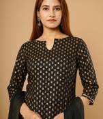 Black printed rayon ethnic-kurtis