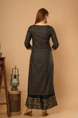 Black printed rayon ethnic-kurtis 3