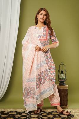 Peach printed cotton cotton-kurtis 2