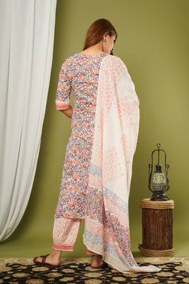 Peach printed cotton cotton-kurtis 3