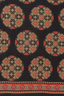 Black printed cotton saree with blouse
