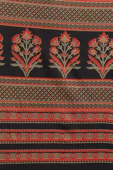 Black printed cotton saree with blouse