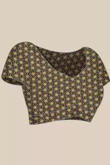 Black printed cotton saree with blouse