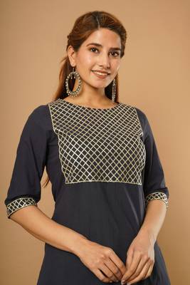 Blue printed cotton cotton-kurtis 1