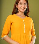 Yellow printed cotton cotton-kurtis