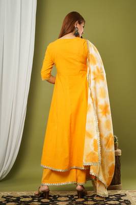 Yellow printed cotton cotton-kurtis 3