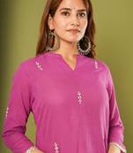 Wine printed cotton cotton-kurtis