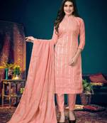 Peach Designer Embroidery Work Modal Chanderi unstitched Designer pant party-wear-salwar-kameez