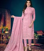 PinkDesigner Embroidery WorkModal ChanderiunstitchedDesignerpantparty-wear-salwar-kameez