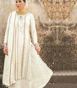 WhiteHeavy Designer Embroidery,Diamond WorkFaux GeorgetteunstitchedKameezpantparty wear salwarsuit