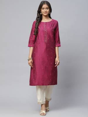 Purple plain cotton
 ethnic-kurtis 1
