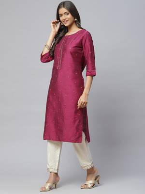 Purple plain cotton
 ethnic-kurtis 2