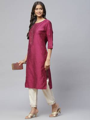 Purple plain cotton
 ethnic-kurtis 3