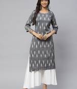 Grey printed cotton
 ethnic-kurtis