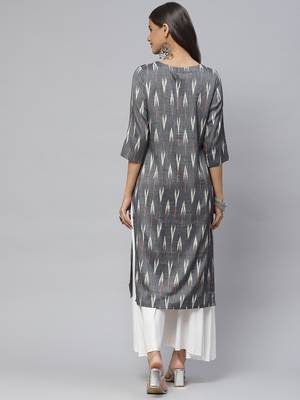 Grey printed cotton
 ethnic-kurtis 4