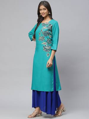 Grey printed cotton
 ethnic-kurtis 2