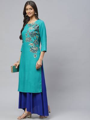 Grey printed cotton
 ethnic-kurtis 3