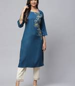 Blue printed cotton
 ethnic-kurtis