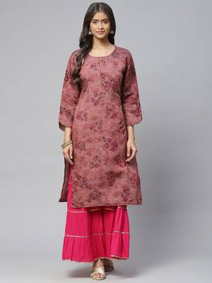 Purple printed cotton
 ethnic-kurtis 1