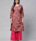 Purple printed cotton
 ethnic-kurtis