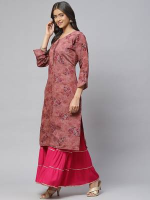 Purple printed cotton
 ethnic-kurtis 2