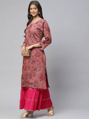 Purple printed cotton
 ethnic-kurtis 3