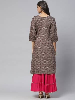 Grey printed cotton
 ethnic-kurtis 4