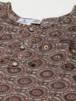 Grey printed cotton
 ethnic-kurtis 5