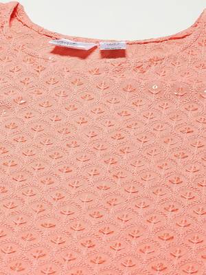 Peach embroidered cotton
 ethnic-kurtis 5