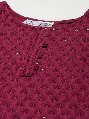 Purple embroidered cotton
 ethnic-kurtis 5