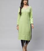 Green embroidered cotton
 ethnic-kurtis